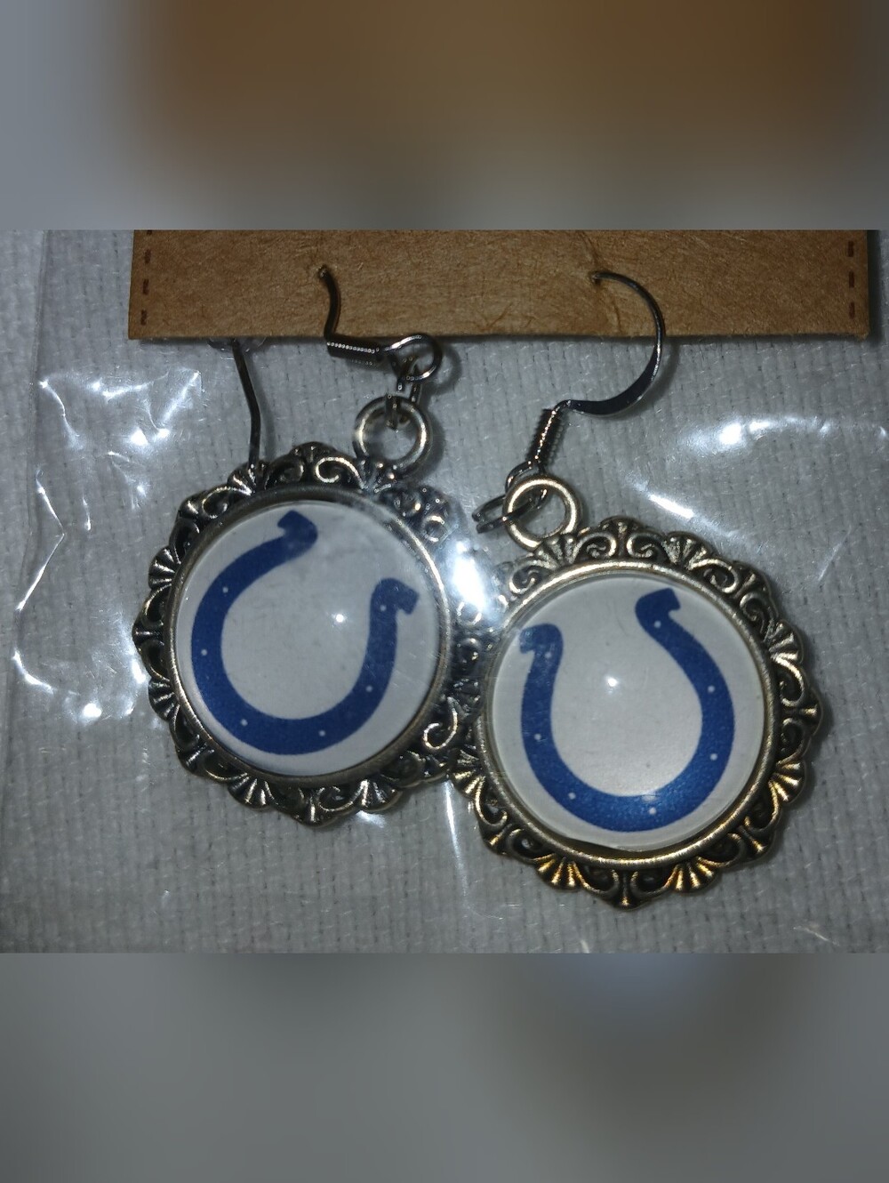 NWT Handcrafted Blue Horseshoe Drop Earrings - Women Accessories